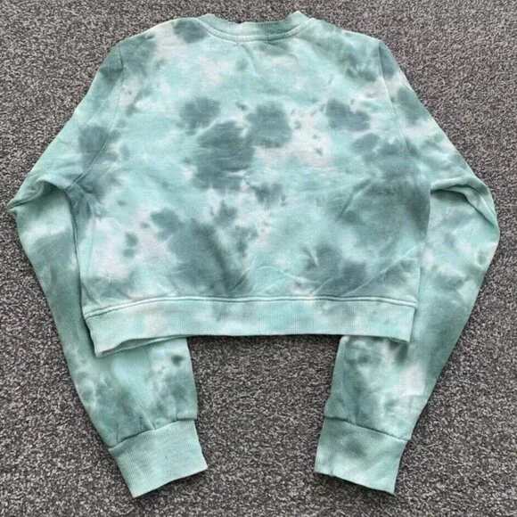 Women True Religion Buddha Green Tie Dye Shrunken Crop Sweatshirt - Size Medium - Picture 4 of 4